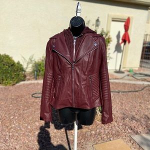 GUESS Burgundy faux Leather Jacket